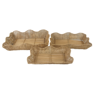 Fournisseur certifié Plateau de service en rotin et pétoncles pour la cuisine Plateau ondulé en osier bambou et rotin Décor pour le garde-manger de la cuisine - Product Image 6