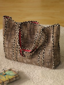 Sac fourre-tout matelassé en coton imprimé motif arbre marron, assortiment OEM - Sac de courses réutilisable écologique style bohème - Product Image 3
