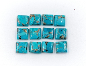 Cabochons carrés en turquoise bleu cuivre de qualité AAA, 7*7 mm, 100% PIERRE PRÉCIEUSE NATURELLE, pour la création de bijoux, au prix de gros - Product Image 1