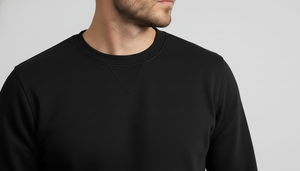 Custom Mens Black Sweatshirt Cotton Fleece Crewneck Pullover Long Sleeve Casual Training Gym Wear Winter Sweatshirt Wholesale - Product Image 4