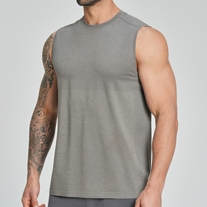 <b>Men's</b> Fitness <b>Vest</b> <b>Stringers</b> Gym Wear Tank Top Singlet Elastic Breathable and Quick-Drying 100% Cotton Sleeveless - Product Image 2