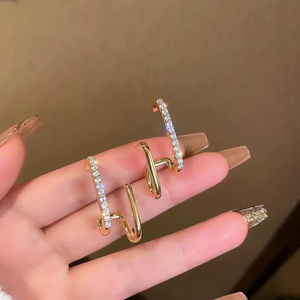 Pendientes de Moda con Diamantes Cultivados en Laboratorio de 10K, Pendientes de Alta Costura, Joyería de Aleación Popular para Mujer, Accesorios de Moda - Product Image 2