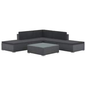 Conjunto Modular Grande para Jardín, Sofá de Ratán Sintético Negro - Product Image 1