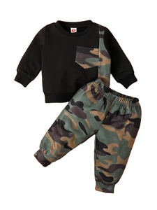 Toddler Baby Boys Pants Set Contrast Color Long Sleeve Crewneck Sweatshirt Pullover Tops with Elastic Waist Sweatpants Infant - Product Image 2