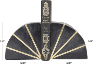 Art Deco Metal Bookends Geometric Design Gold Plated 2Pcs Decorative Shelf Accessories - Product Image 6