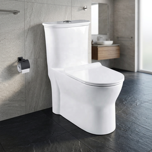 WC monobloc en céramique de haute qualité à double chasse, à alimentation par gravité, à poser au sol, pour salle de bain moderne - Product Image 4