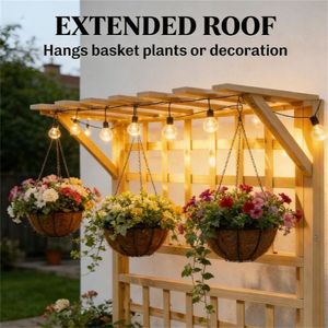 Jardinière surélevée naturelle et support pour plantes, bac à fleurs, panier suspendu, accessoire - Product Image 3