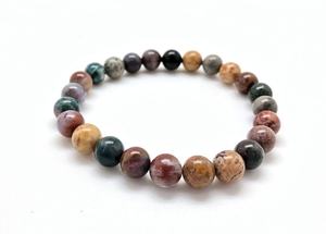 Pulseras Elásticas de Cuentas de Cristal Premium de 8mm para Hombre y Mujer, Estilo Feng Shui, Piedra Natural de Jaspes Oceánicos, Anti-Fatiga, Curativas - Product Image 5