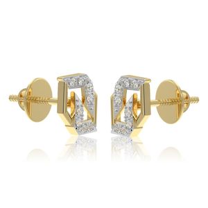 Pendientes de Oro Amarillo con Diamante Cultivado en Laboratorio, Diseño Geométrico Cuadrado y Marco Abierto - Product Image 2