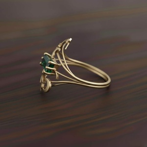 High Quality Celestial <b>Moon</b> Star Emerald Brass <b>Ring</b> Handmade Gold Minimalist Statement Geometric Cosmic Christian Unique Supply - Product Image 3