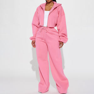 Ensemble de survêtement vintage à carreaux orange pour femme, deux pièces, avec sweat à capuche court et pantalon de jogging assorti, en polyester/coton, logo personnalisé, vente en gros - Product Image 4
