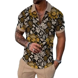 Ensemble athlétique décontracté de 2 pièces pour hommes pull à manches courtes t-shirt et short grande taille vêtements de sport d'été écologiques motif floral - Product Image 6