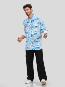Men's Hawaiian <b>Shirt</b> Full Sleeve <b>Patchwork</b> Print Cotton Vacation <b>Shirt</b> Turn-down Collar Summer Breathable Style - Product Image 2