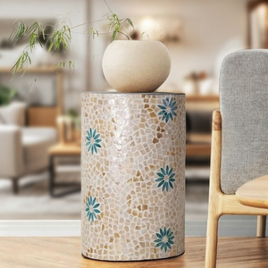 Artistic Mother of Pearl <b>Furniture</b> Luxury Inlaid Shell Round Coffee Table Modern Home Decor Side Table - Product Image 6