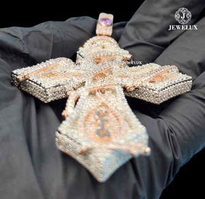 Colgante de Cruz de Plata 925 Chapado en Oro de Lujo Estilo Hip Hop, Pieza Destacada de Proveedor Indio - Product Image 5
