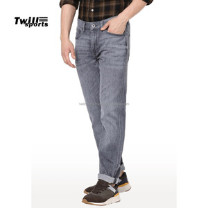 กางเกงยีนส์ทรงดินสอผู้ชายคุณภาพสูง TWILL SPORTS น้ำหนักเบา ผลิตจากผ้าฝ้าย 100% เป็นมิตรต่อสิ่งแวดล้อม ระบายอากาศได้ดี คอลเลคชั่น High Street สีพื้น - Product Image 3