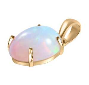 Genuine Opal Pendant 925 Sterling Silver 14K Gold Plated Dainty Minimalist Celestial Engagement Wedding Necklace Jewelry Gift - Product Image 2