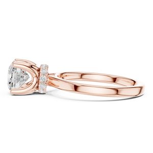 Anillo de Compromiso Art Deco con Moissanita Creada en Laboratorio, Corte Asscher, con Halo Oculto, Oro Rosa, Acero Inoxidable, Joyería Fina, Regalo - Product Image 2