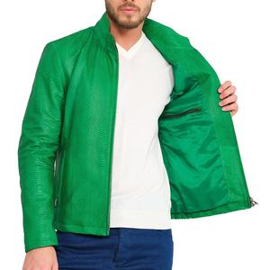 RIVIAN ATLANTIC Veste en cuir gaufré python vert pour hommes Nouvelle veste en cuir en peau de serpent Winter ODM/OEM Supply - Product Image 4