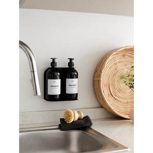 Étagère murale minimaliste rectangulaire en bois d'acacia doré pour distributeur de savon |   Accessoires de salle de bain en gros - Product Image 2