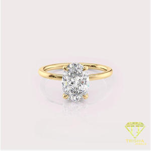 Bague de fiançailles solitaire en diamant de laboratoire taille ovale en or blanc, classique à 4 griffes, minimaliste, pour mariage ou promesse - Product Image 5