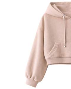 Ensemble crop top et short beige pour femme, broderie marguerite, ourlet à volants, tenue décontractée deux pièces en molleton de coton, fabricant en gros - Product Image 3