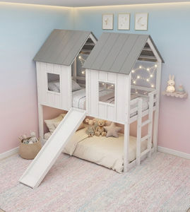 Lit superposé convertible en bois écologique et durable pour enfants avec glissière, couleur personnalisable, pour appartement et hôtel - Product Image 4