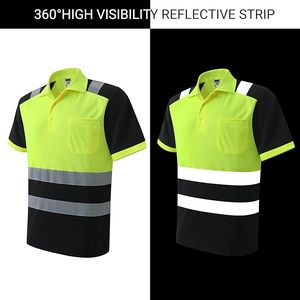Camiseta polo de seguridad reflectante de alta visibilidad, camiseta polo de alta visibilidad para hombre, camisetas de trabajo al por mayor. - Product Image 5