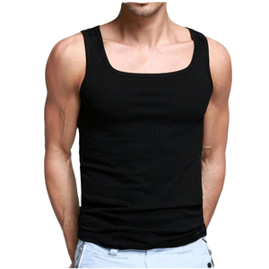 Camiseta sin Mangas para Hombre, Negra, sin Capucha, de Seda/Algodón, de Secado Rápido, Tejida, de Color Sólido, Cuello Mao Vintage, Logotipo Bordado en 3D - Product Image 6