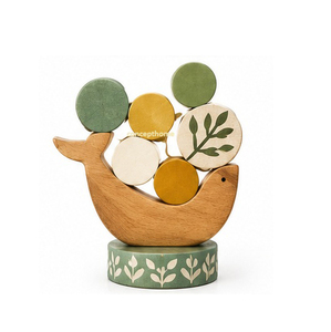 Ensemble de sculptures d'oiseaux en bois scandinaves, 4 pièces, superposées, décoration de table, décoration d'intérieur - Product Image 6