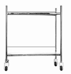 Table d'examen hospitalière avec rembourrage bleu et accoudoirs réglables pour usage médical, équipement médical sur chariot - Product Image 3