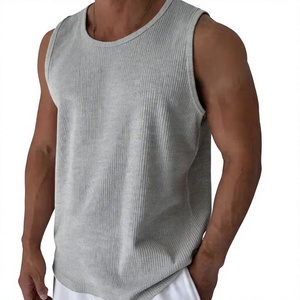 Men's Yellow Sleeveless Tank Top O-Neck Solid Color Casual Breathable Quick Dry Knitted 100% Cotton Athletic Wear - Product Image 2