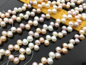 Perles d'eau douce ovales multicolores 7-9mm, perles en vrac en forme de goutte avec perçage latéral pour la fabrication de bijoux, vente en gros - Product Image 4