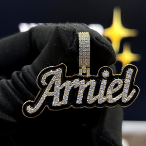 <b>Custom</b> Armiel <b>Name</b> Pendant 925 Sterling Silver VVS Moissanite Diamond Personalized Script Hip Hop <b>Necklace</b> Jewelry - Product Image 1