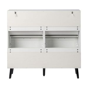 Scarpiera con Maniglia Monolaterale in Metallo Nero, 4 Cassetti Ribaltabili e Gambe Affusolate in Legno Massello Nero - Product Image 4