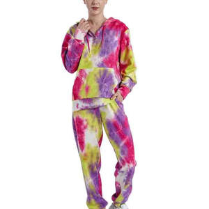 Conjunto de Sudadera con Capucha y Pantalones Deportivos con Logotipo Personalizado, Chándal de Dos Piezas para Mujer, Chándales Tie Dye, Ropa Deportiva Informal - Product Image 1