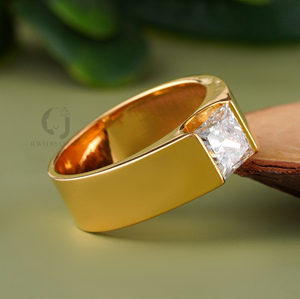 Anillo de Diamante de Laboratorio con Corte Princesa de 2.05 Quilates, Oro Amarillo de 14K, Engaste en Bisel, Minimalista, Unisex, para Boda o Compromiso - Product Image 4