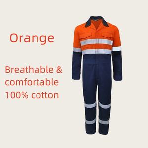 Men’s Custom Logo Cotton Hi Vis Work Coveralls Safety Uniform Reflective Tape Industrial Workwear Protective <b>Overalls</b> - Product Image 3
