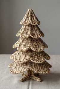 Handmade Rattan <b>Tree</b> <b>Ornament</b> Medium Rustic Christmas Decor Hanging Craft - Product Image 1