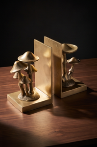 Porte-livres décoratifs modernes en métal doré, motif champignon texturé, pour bibliothèque et bureau, vente en gros - Product Image 4