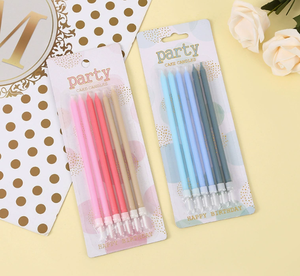 เทียนวันเกิดโทนสีมาการองหลากสี TOOWIN – แบบก้านยาวเรียบง่าย - Product Image 2
