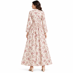Vestido Casual Largo para Mujer, Cuello Henley, Estampado Floral, Tejido con Impresión Digital, Estilo Boho, Corte en A, para Primavera/Verano, Venta al Por Mayor - Product Image 6