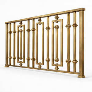Nested Frame Bronze Railing <b>Handrail</b> Balustrade with Geometric Inserts for Luxury Hotels Villas and Commercial Interiors - Product Image 3
