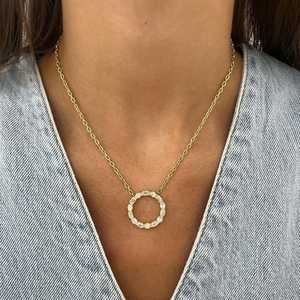 Diamond Circle Pendant Oval Emerald Lab Grown Luxury Statement Elegant <b>Lobster</b> <b>Clasp</b> 18inch Layering Necklace 14K 18K Solid Gold - Product Image 2