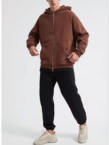 เสื้อฮู้ดดี้ผ้าฟลีซหนา 400gsm แบบซิปคู่เต็มตัว ไม่มีเชือกผูก OEM ซิปสีดำ พิมพ์ลายพัฟ - Product Image 5