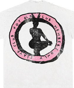 <b>White</b> <b>Men's</b> Oversized T-Shirt With Hot Girl Club Print Back Logo Street Style Short Sleeve O-Neck Jersey Cotton - Product Image 5