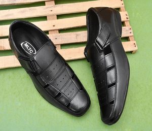 Sandales en cuir véritable de style luxueux pour hommes, respirantes, légères, avec amorti doux, décontractées, pour l'extérieur, toutes saisons - Product Image 3