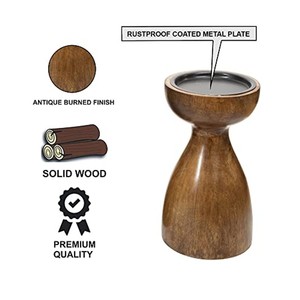 Walnut Wood Turned Spindle <b>Candle</b> Holder | Vintage Farmhouse | Wholesale - Product Image 4