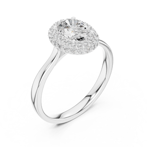 Dual Halo Oval Cut Lab Grown Solitaire <b>Ring</b> <b>Set</b> in 18KT White Gold for Party Wedding Daily Use Luxury Gifting for <b>Women</b> - Product Image 1