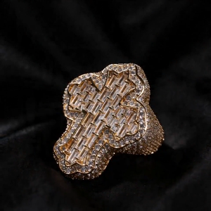 Custom Gold Plated 925 Sterling <b>Silver</b> VVS Moissanite Cross <b>Ring</b> Iced Out Hip Hop Statement <b>Ring</b> for <b>Men</b> Luxury Jewelry 25gm - Product Image 3